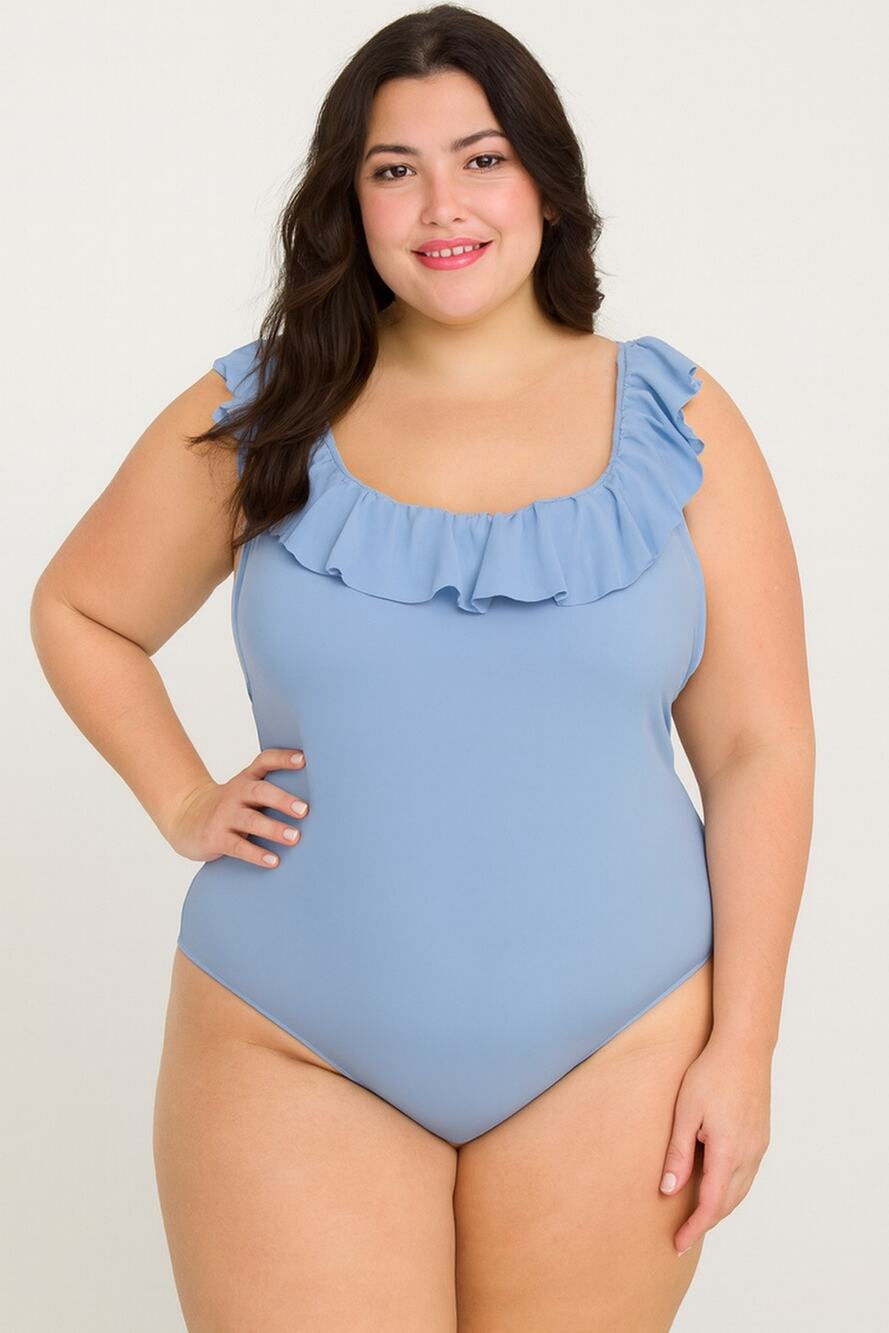 J.Crew Blue Ruffle One Piece Swimsuit Women's Plus Size 22 BF169 NWT